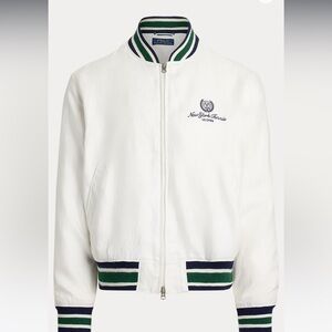 Official 2025 Us Open Polo by Ralph Lauren White Linen Bomber Jacket